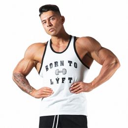 men Summer Bodybuilding Tank Top Gym Fitn Training Cott Sleevel Shirt Male Casual Print Stringer Singlet Vest Undershirt n3dp#