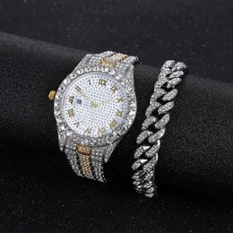 high quality luxury mens watch women diamond studded Roman fashion band calendar womens Watch 05NF