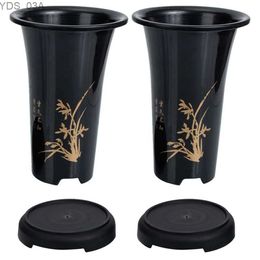 Planters Pots 2 Sets Orchid Pot Nursery Plant Pots Decorative Flower with Holes Household Plastic Garden Planting 240325