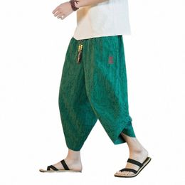 Japon Kimo Traditial Shorts Erkekler Asya Bezi Pantolon Japon Samuray Gündelik Gevşek Erkekler Yukata Keten Geniş Bacak Pantolonları O505#