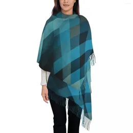 Scarves Striped Blue Scarf With Long Tassel 2024 Design Warm Soft Shawls And Wrap Unisex Wraps Autumn Retro Bufanda Mujer