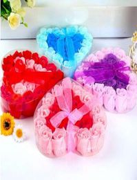 24Pcsbox Heart Shape Bath Body Petal Rose Flower Soap Wedding Decoration Tool NO159342189