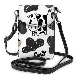 Shoulder Bags Women's Cute Cow Pattern Messenger Bag Fashion Small Square PU Leather Trend Mini Handbags 2024