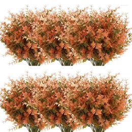 Decorative Flowers 24 Bundles Artificial Fall Boxwood No Fade Faux Autumn Plants Indoor Outdoor Greenery For Thanksgiving Wedding Party