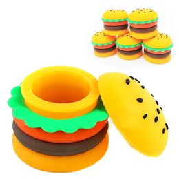 Jars 10Pcs Silicone Jar 5ml Hamburger Shape Jars Nonstick Container Bottle Cream Box Storage Makeup Case Cosmetic Smoking Accessories