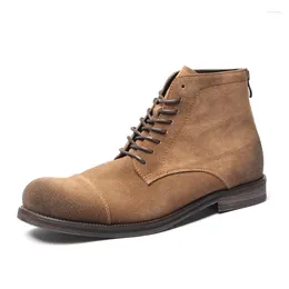 Boots A090 Size 38-44 Boy's Autumn Winter Lace Up Design Male Footwear Cow Suede Short Ankle Retro Desert Man Shoes
