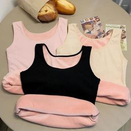 Camisoles & Tanks Winter Velvet Padded Vest Women Solid Colour Slim Thermal Underwear Camisole Warmer Sling Shaping Tops Sleeveless Base