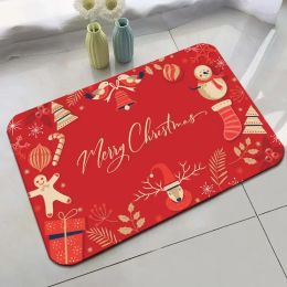 Mats 2 Pcs Christmas Carpet Floor Mat Entry Door Mat Living Room Bedroom Bedside Crystal Velvet Toilet Bathroom Absorbent Door Mat