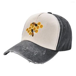 Ball Caps Bees And Honeycomb IllustrationCap Baseball Cap Hat Luxury Brand Tea Women's Golf Clothing Men's
