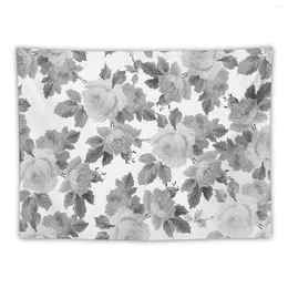 Tapestries Vintage Black White Chic Roses Floral Pattern Tapestry Aesthetic Decoration Hanging Wall Home Accessories