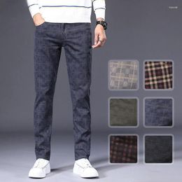 Mens Pants Summer Slim Plaid Casual High Quality 98%Cotton Stretch Classic Trousers Male Plus Size 40 42