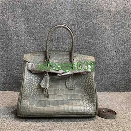 Bk Crocodile Bags Trusted Luxury Handbag Foreign Trade Export Order Genuine Leather Womens Bag Korean Edition Crocodile Pattern Cowhide Han have logo HB1Q