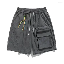 Men's Pants 2024 Summer Fashion Simple Elastic Ice Silk 3D Pocket Workwear Shorts Loose And Versatile Sports Casual