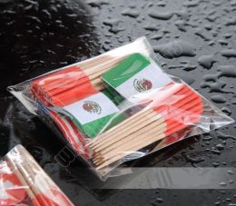 Accessories 300pcs Mini Mexico Flag Paper Food Picks Dinner Cake Toothpicks Cupcake Decoration Fruit Cocktail Sticks For Parties