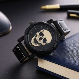 high quality luxury mens watch women hip-hop trend versatile belt skull quartz KLFA