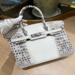 Designer Bag Himalayans Handbags Genuine Leather Hbag White Crocodile Skin Portable Womens Frenchand Sewn Highend Real 3sg1