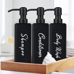 Jars 500ml Square Shampoo Dispenser Bottle with Stainless Steel Pump Bathroom Shower Stand Soap Bottle for Shampoo Conditioner Body