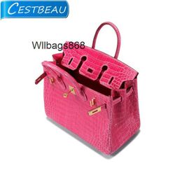 Women Handbag BK L Genuine Leather Handbag for Women Two Point Crocodile Leather Bag with Full Hand Stitching Three Pieces of Leather Premium