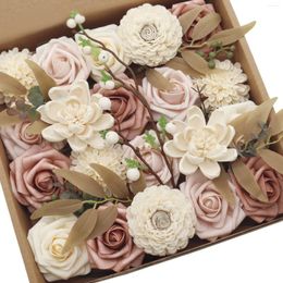 Decorative Flowers D-Seven Artificial Combo Natural Dusty Rose For DIY Wedding Bouquets Floral Centerpiece Arrangements Baby Shower