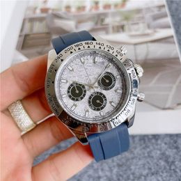 Brand Watch Men Multifunction Style Rubber Strap Quartz Wrist Watches Small Dials Can Work R165322f