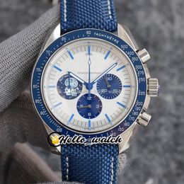 42mm Professional Moon Watches Prize 50Th Anniversary Mens Watch White Dial 310 32 42 50 02 001 OS Quartz Chronograph Blue Nylon L299J