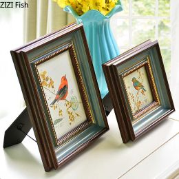 Frame Vintage Imitation Wood Photo Frame Nightstand Desk Decoration Ornaments 6/7/10 Inch Antique Picture Frames Rustic Home Decor