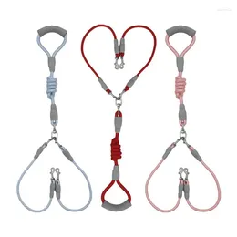 Dog Collars Leashes 360 Degree Rotatable Double-Headed Walking Rope 2 Traction Ropes Durable With Handle