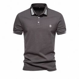 Aiopeon Marca 100% Cott Polo da uomo Casual Tinta unita Manica corta Polo per uomo Nuova estate Desinger Abbigliamento Uomo i0aL #