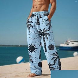 Mens Pants Sun Coconut Tree Printed Long Beach Casual Pocket Sofa Shorts Swimsuit Men Drop Delivery Apparel Clothing Otzma