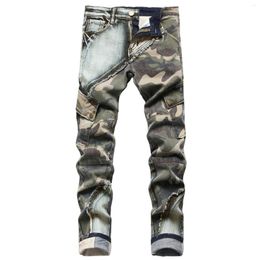 Mens Jeans Fashion Casual Multi Pocket Button Straight Zipper Slim Fit Big House