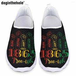 Casual Shoes Summer Women's Light Breathable Mesh Sneakers Juneteenth 1865 African American Print For Ladies Flat