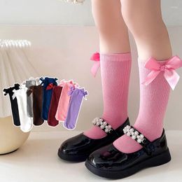 Women Socks 1 Pair Spring Summer Girl Sweet Bow Tie Japanese Solid Princess Soft Elasticity Thin Children JK Fashion
