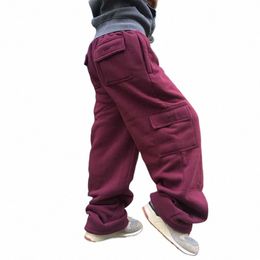 kış baharı büyük boy hip hop joggers erkekler harem eşofmanları gevşek bülbeli geniş bacak polar rahat pantolon elastik bel pantolonları z1vb#