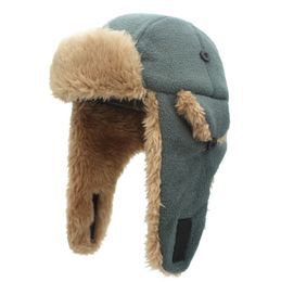 Connectyle Toddler Boys Kids Fleece Trapper Sherpa Lined Windproof Winter Russian Hat with Large Flaps Warm Ski 240309