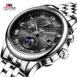 TEVISE Mens Watches Men Automatic Mechanical Watch Self Wind Stainless steel Business Military Wristwatch Relogio Masculino303C