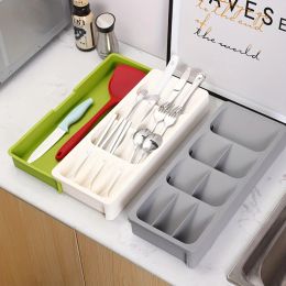 Storage Kitchen Retractable Knife, Fork, Spoon Separation And Sorting Tableware Storage Box