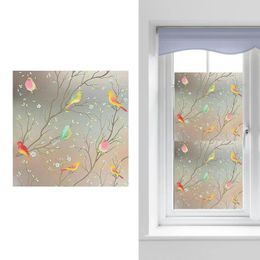 Window Stickers Privacy Film Decorative Birds Decal No Glue Colourful