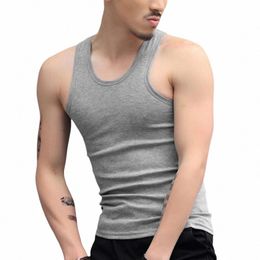 men Vest Men's Slim Fit Sleevel Tank Tops for Gym Workout Bodybuilding Solid Colour O-neck Undershirt for Running for Men 25mi#