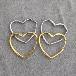 Hoop Earrings 925 Silver Plated Piercing Big Love Heart Earring For Women Girls Party Wedding Jewelry Eh1302