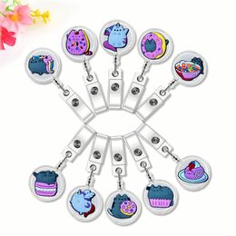 Business Card Files 10Pcs Cute Fat Cat Retractable Badge Holders Id With Clip Reel For Student Meeting School Office Drop Delivery Otehi