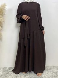 Ethnic Clothing Eid Muslim Dress For Women Abaya Morocco Party Dresses Ramadan Lace-up Abayas Kaftan Islam Modest Dubai Arab Long Robe 2024