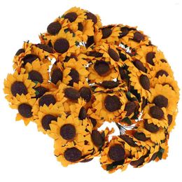 Decorative Flowers 100 Pcs Artificial Plants Outdoors Sunflower Head Woman Wedding Decorations Tables