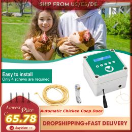 Accessories Automatic Chicken Coop Door Light Sensor Timer Open and Closed LCD Screen Power Solar Energy Powered Supply Chicken Coop Door