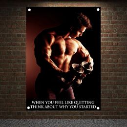 Accessories Bodybuilder Motivational Workout Posters Exercise Bodybuilding Banners Wall Art Flags Canvas Painting Tapestry Gym Wall Decor