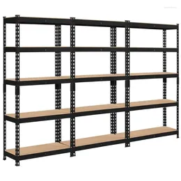 Kitchen Storage 5-Shelf Boltless & Adjustable Steel Shelf Unit Black Holds Up To 330 Lb Per 3 Pack