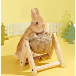 Toys Rabbit toys Grinding claw ball sisal hemp Wear and bite resistant Stable anti overturning Little pet puzzle toy rabbit