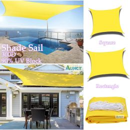 Nets 300D Yellow Waterproof Shade Sail Square Rectangle Sunshade Garden Terrace Canopy Swimming Sun Shade Camping Yard Sail Awning