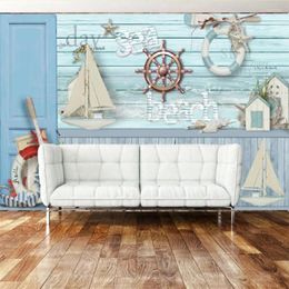 Wallpapers Custom Wallpaper 3d Mural Retro Nostalgic Hand-painted Rainforest Flamingo Mediterranean Nautical Bar Background