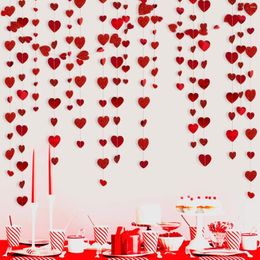 Party Decoration Glitter Red Wedding Heart Banner Garlands Hanging Streamers For Anniversary Engagement Bridal Shower Birthday