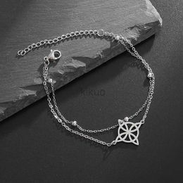 Chain Witchcraft Witch Knot Stainless Steel Geometric Hollow Flower Box Chain Cuff Bracelet Womens Fashion Irish Adjustable Talisman Gift 24325